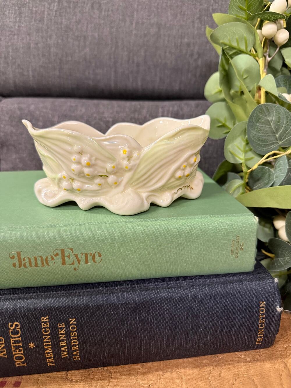 Vintage Belleek Irish Parian porcelain Lily of the Valley Plateau Dish